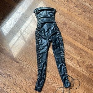 Akira Black leather jumpsuit